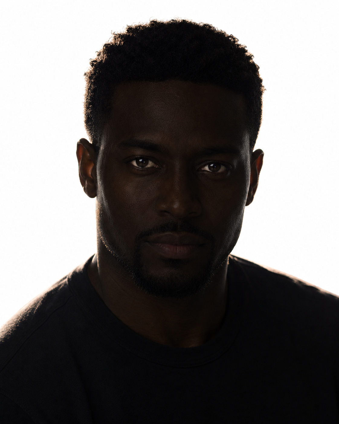 Silhouetted face against a blown-out white background