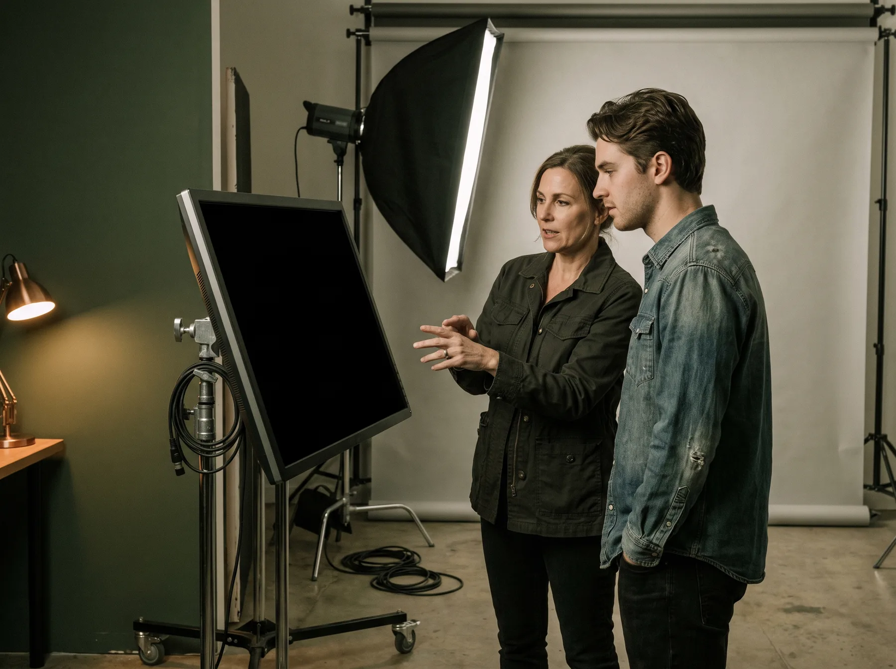 An actor collaborating with a professional headshot photographer