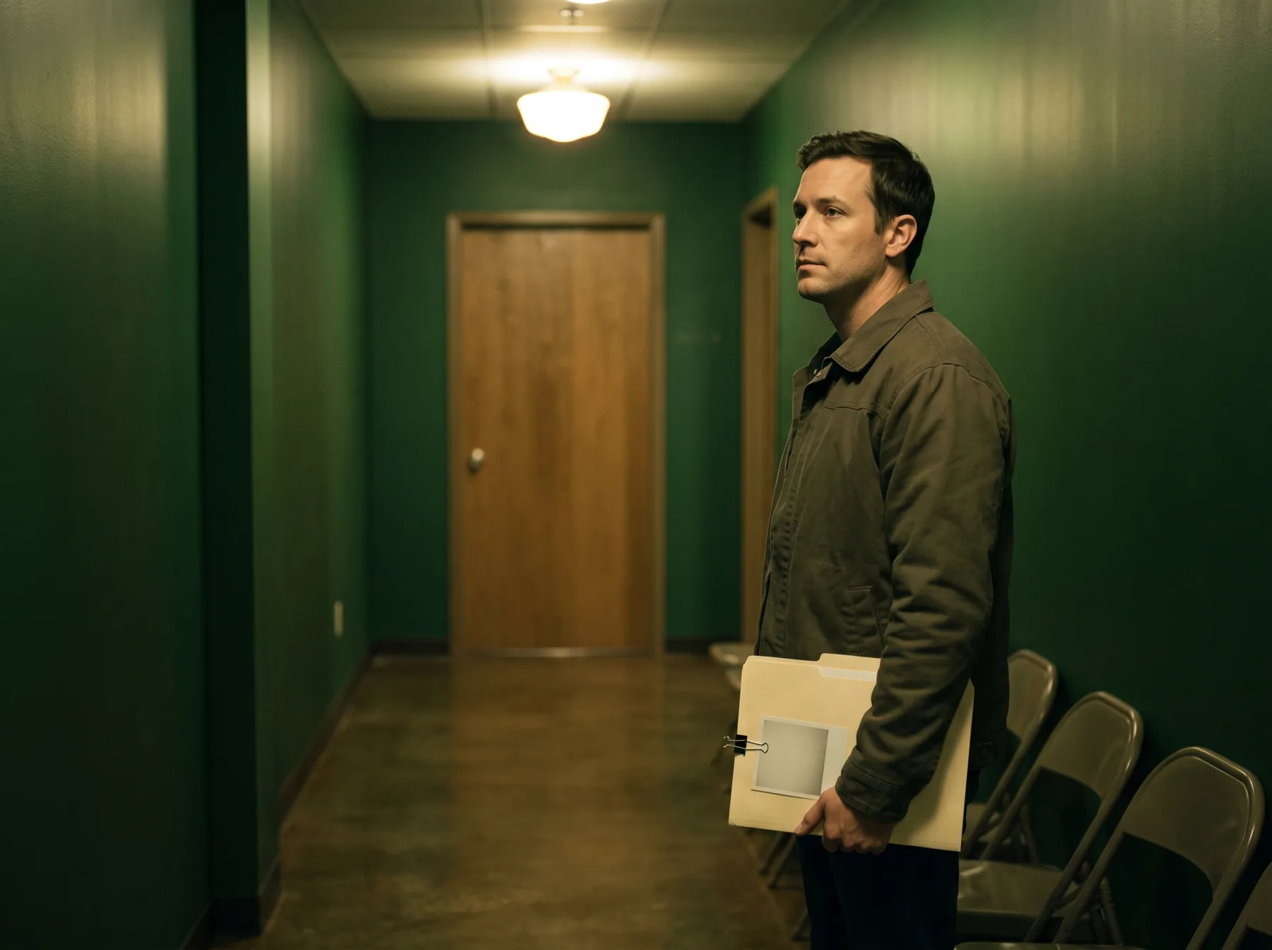 A prepared actor waiting outside a casting office with his materials