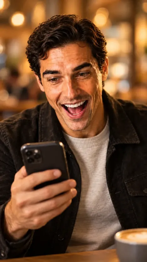 An actor checking casting calls on his phone