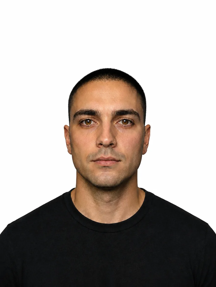 Actor photographed against a clean white backdrop
