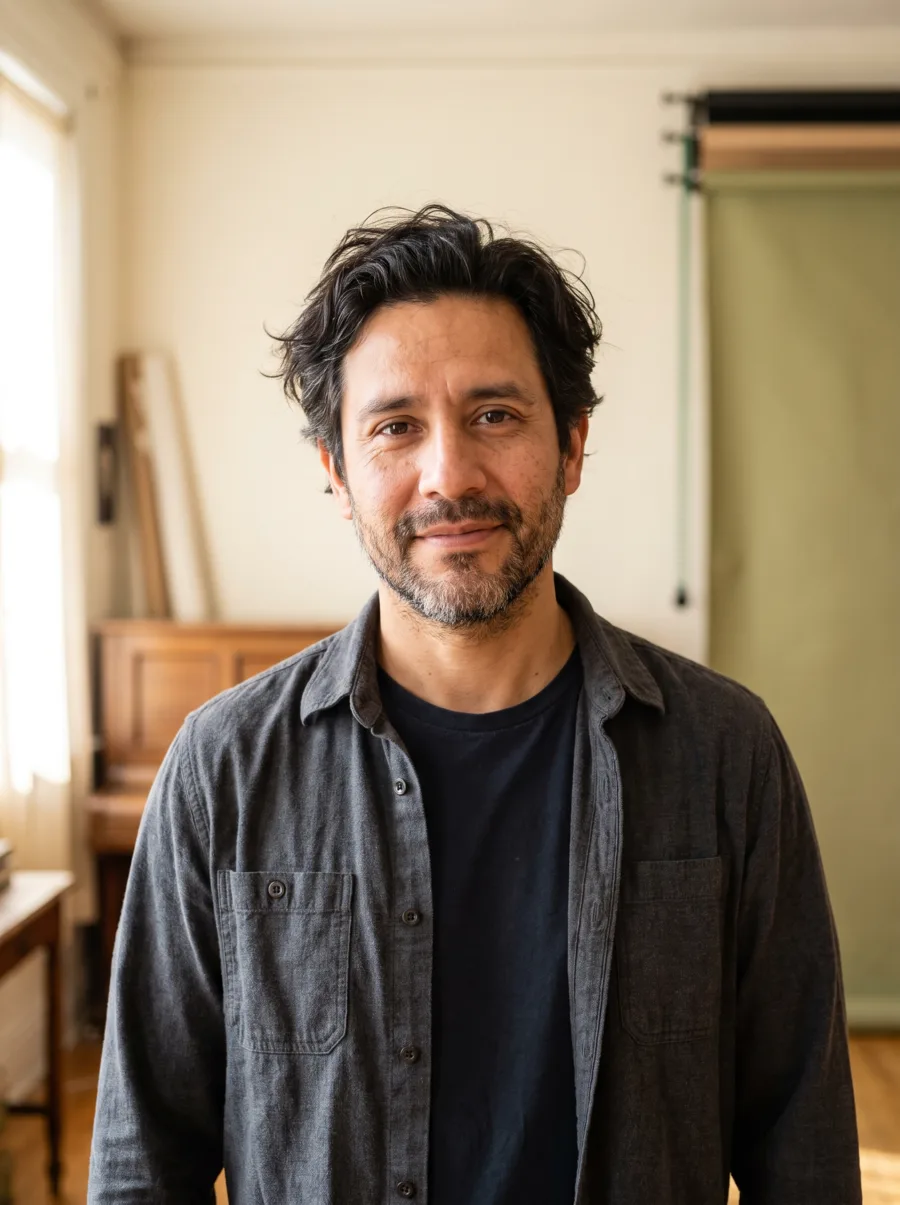 An actor in his forties in an acting studio