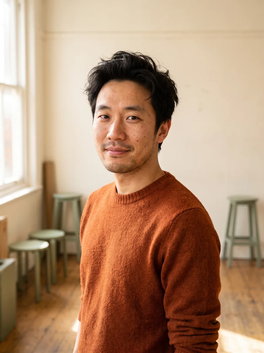 An actor in his thirties in an acting studio